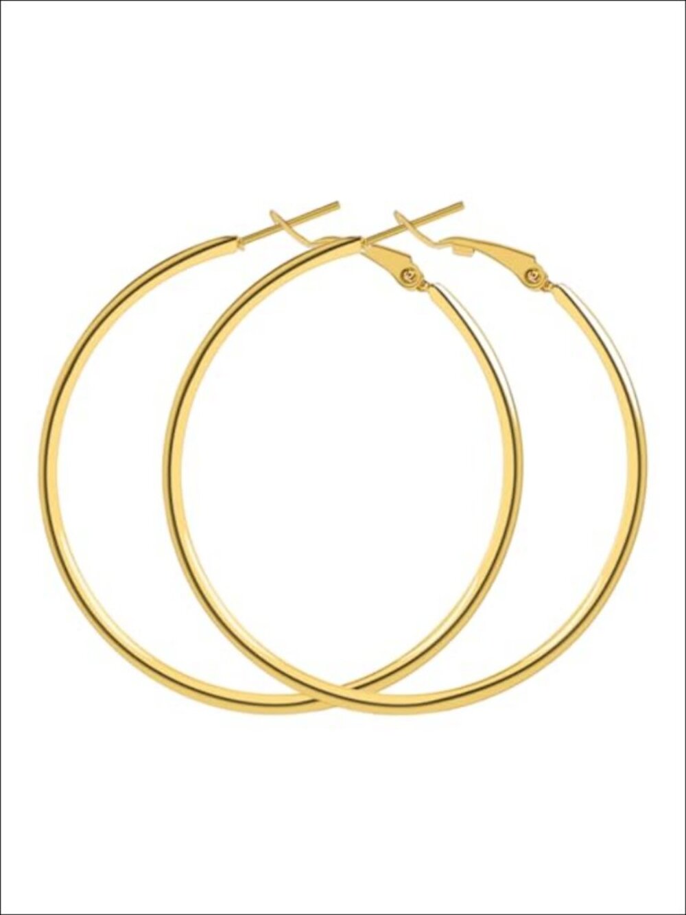 14K Gold Plated Hoop Earrings 50mm Hypoallergenic Titanium Steel